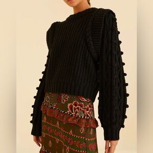 FARM Rio Black Braided Sweater